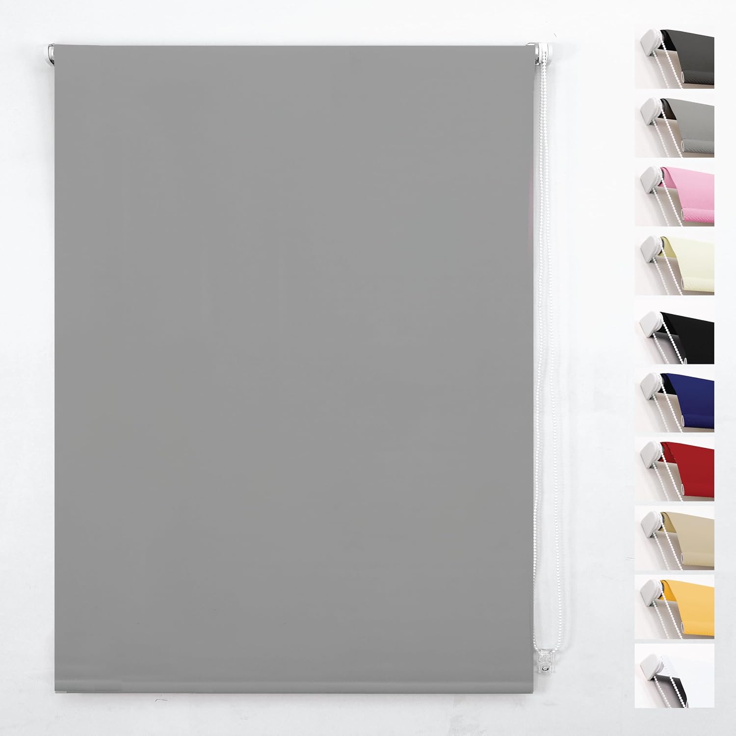 Detalle de Funky Gadgets Thermal Blackout Roller Blind (Grey) – Easy Fit, Thermal/UV Protection, Trimmable Fit, Child Safe