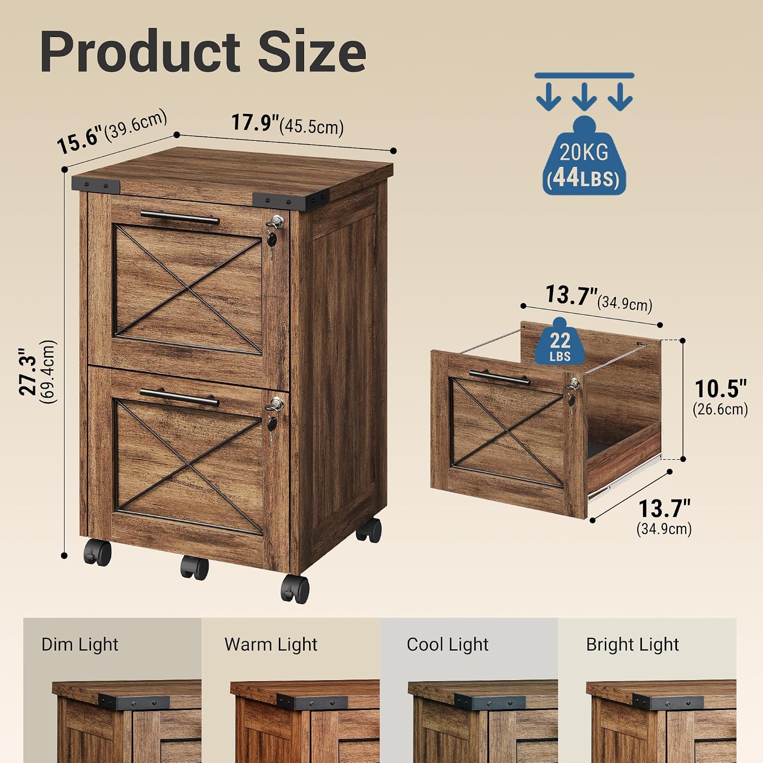Thumbnail 2 de DEVAISE Rolling File Cabinet, Oak