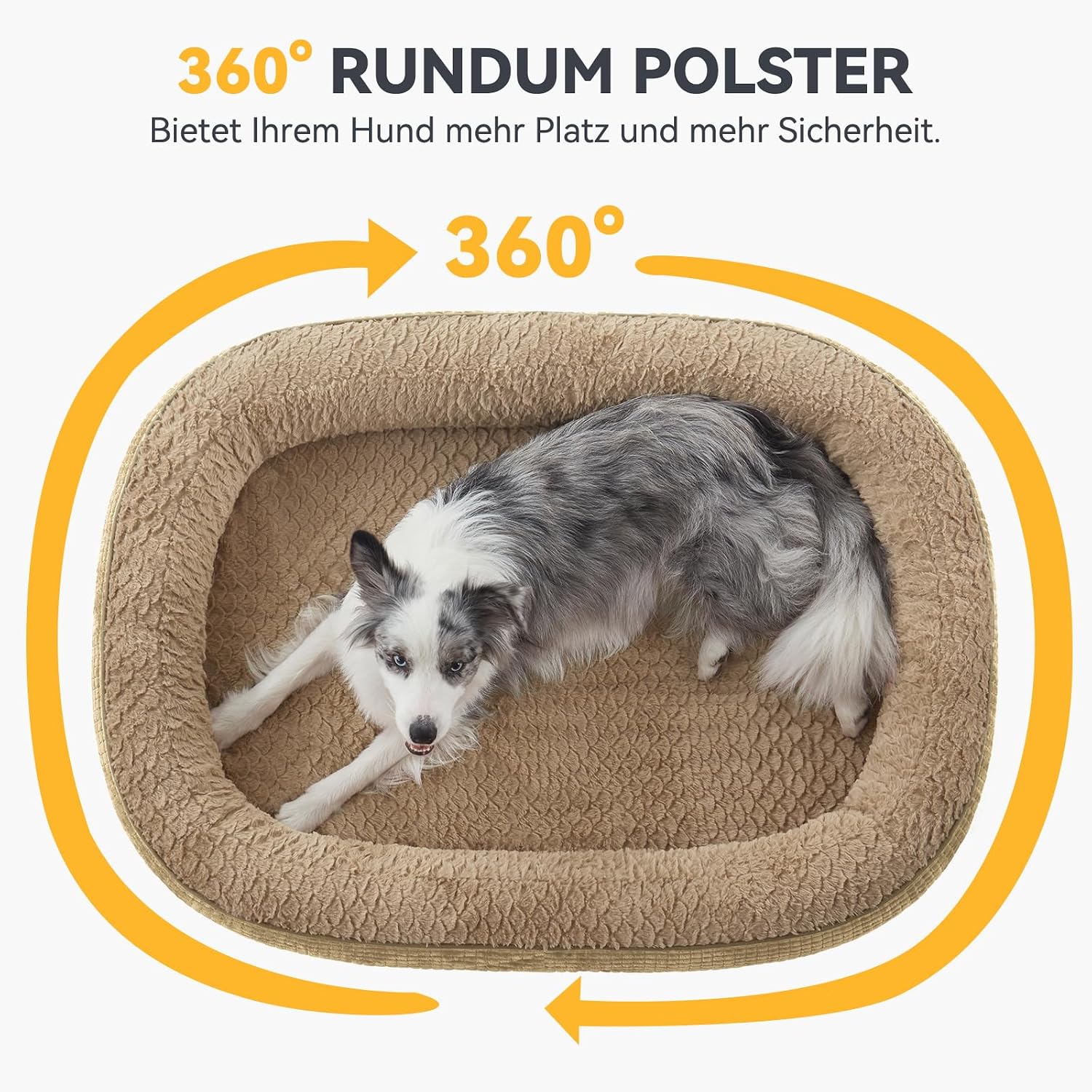 Detalle 2 de Pawk Orthopädisches Hundebett Mittlere Größe – Vierseitige Nackenrolle, Memory Foam, wasserdicht und abnehmbar