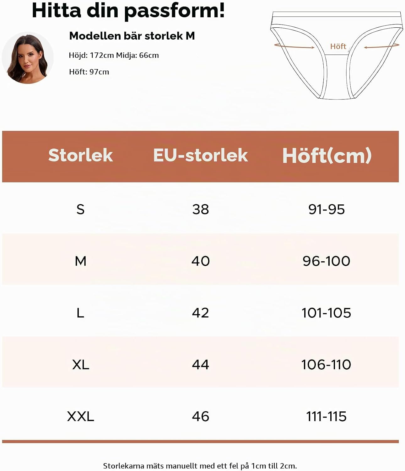 Detalle 2 de INNERSY damtrosor i bomull, mjuka hipstertrosor med hög benringning, 6-pack