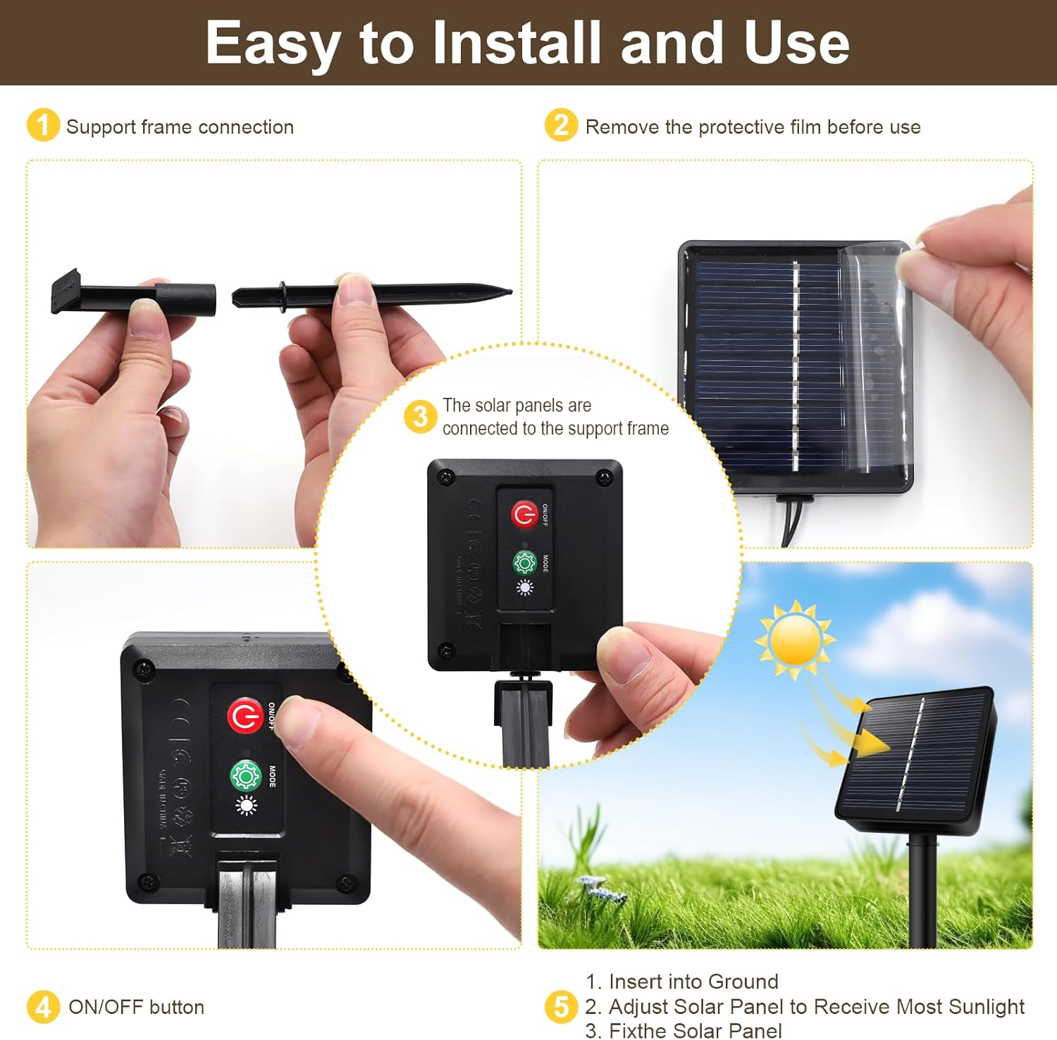 Thumbnail 5 de Liyade Solar Lichterkette Außen – 8 m, 40 LEDs, IP65, 8 Modi mit Speicher & Timer