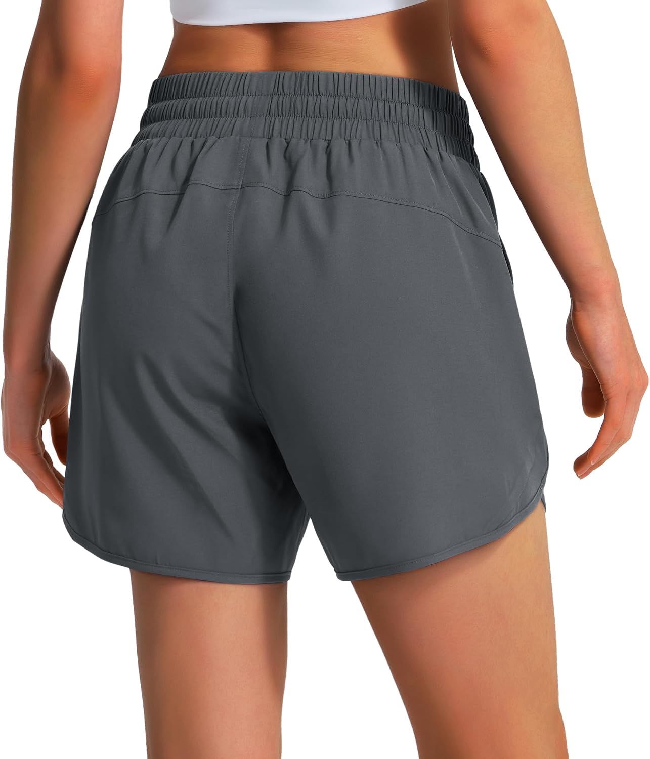 Detalle 2 de Ksmien Women's Running Shorts, 5"/7" Inseam, Quick-Dry Fabric, Zipper Pockets