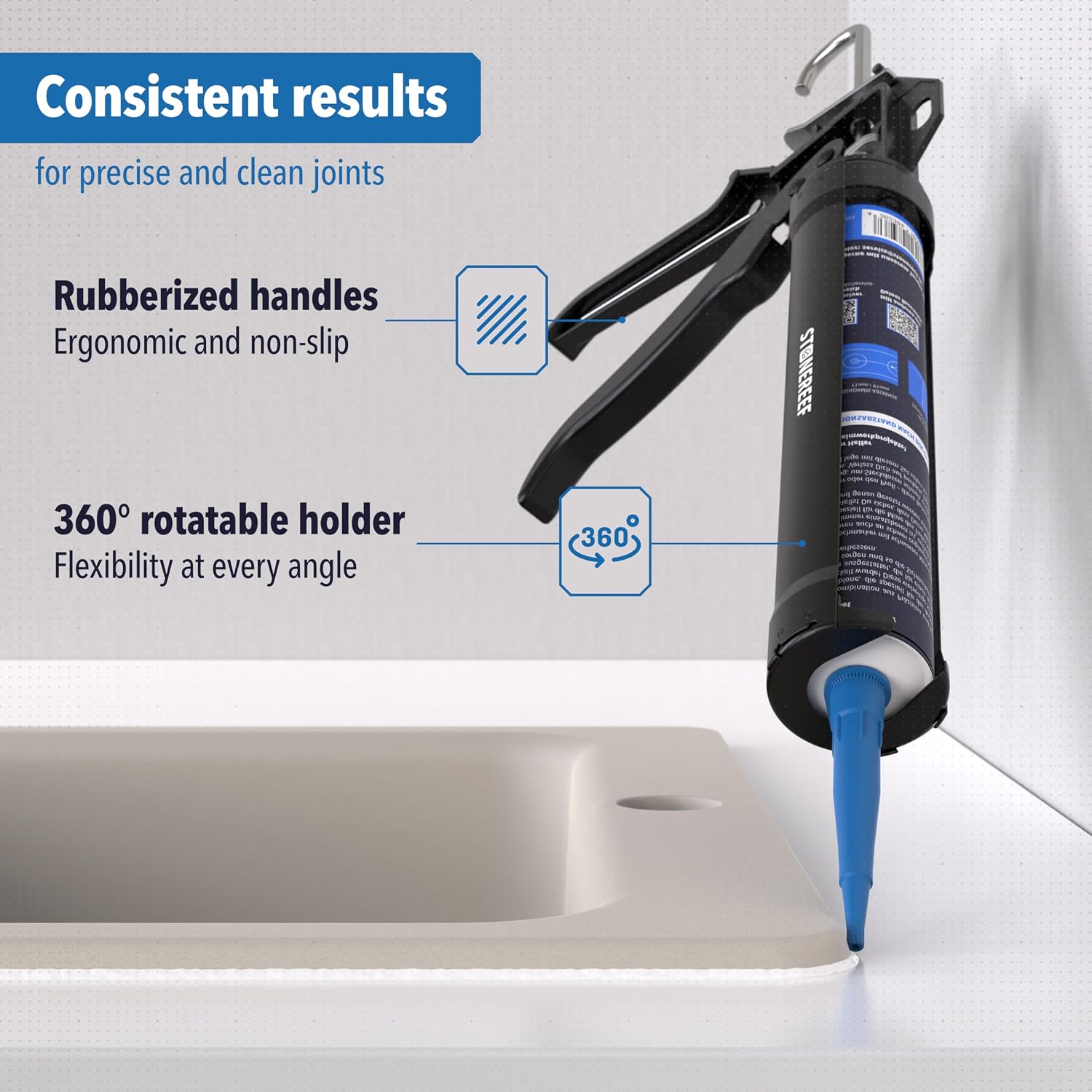 Thumbnail 3 de 9-Inch Caulking Gun for 310ml Cartridges – Heavy Duty Steel Frame, Drip-Free Manual Sealant Gun