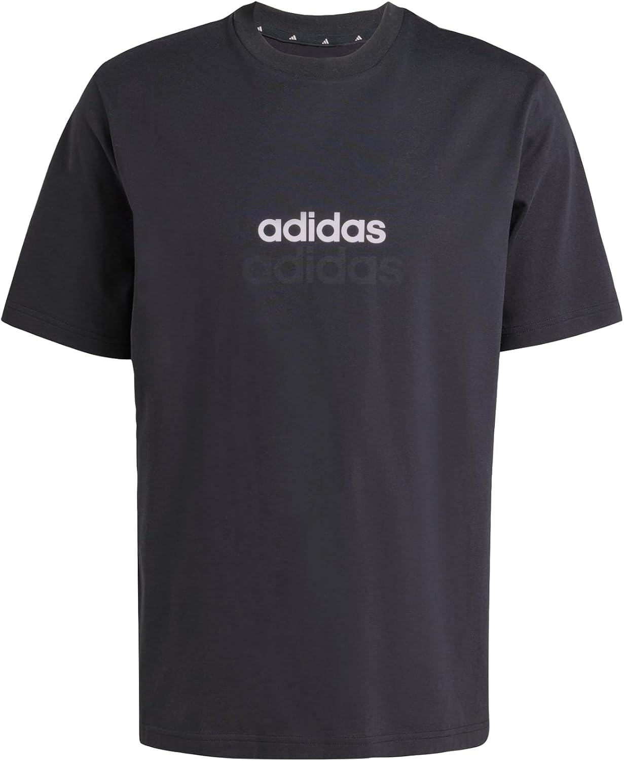 Detalle de Adidas Herren Essentials Linear Single Jersey Shirt, Schwarz/Weiß, Größe XL