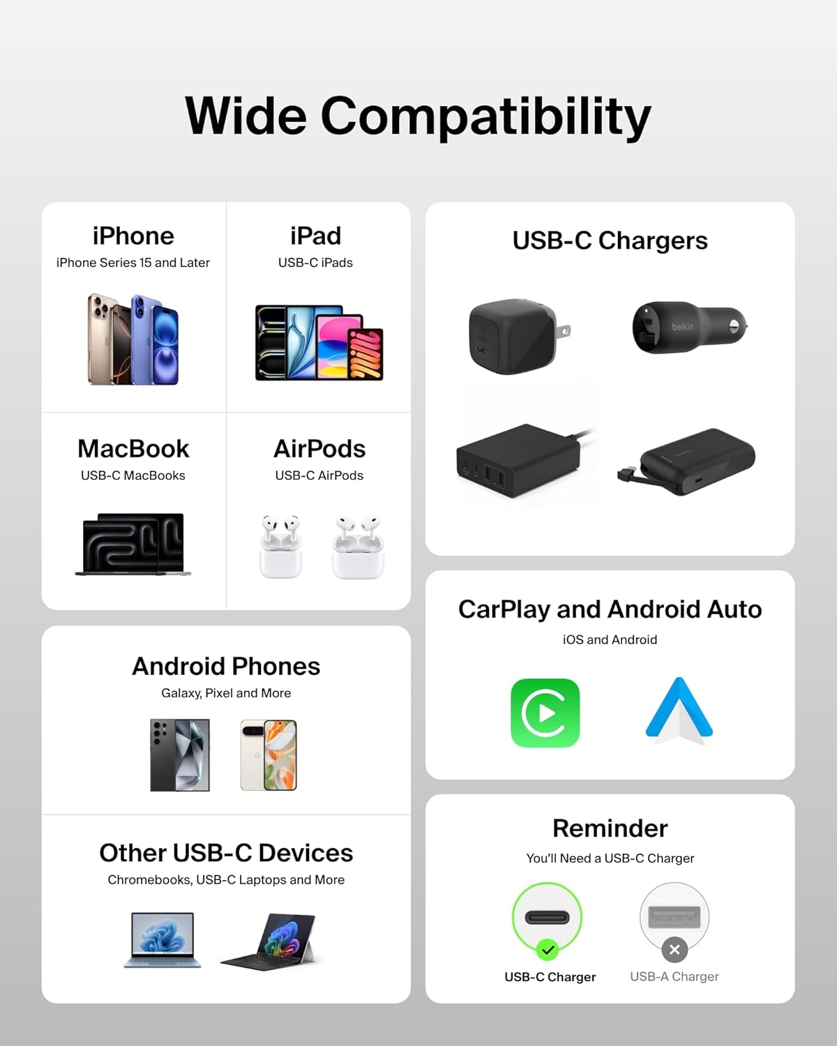 Thumbnail 3 de Belkin 2-Pack Braided USB-C to USB-C 5ft 240W