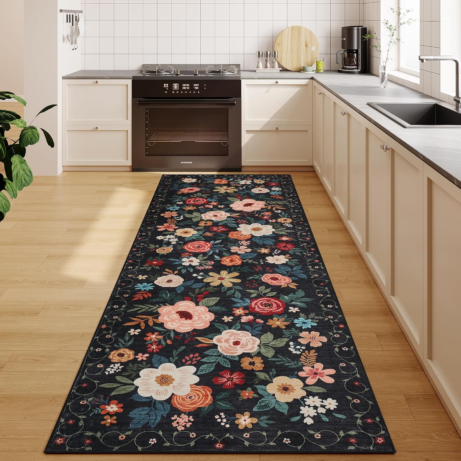 Thumbnail 6 de DUKINO 2x6 Vintage Floral Runner Rug — Soft, Washable, Non-Slip Backing for Hallways and More