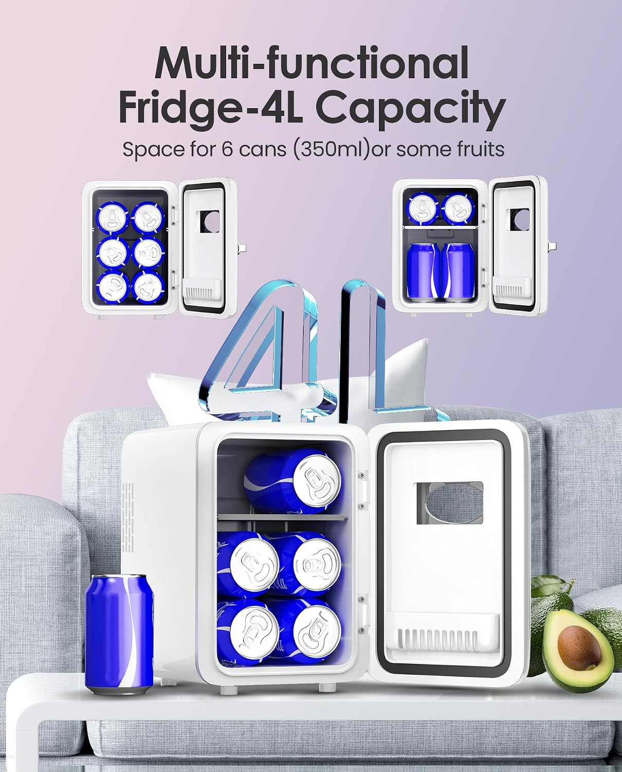 Detalle de CUTIEWORLD KM-19 4L Skincare Mini Fridge, Cooler and Warmer, Pearly White