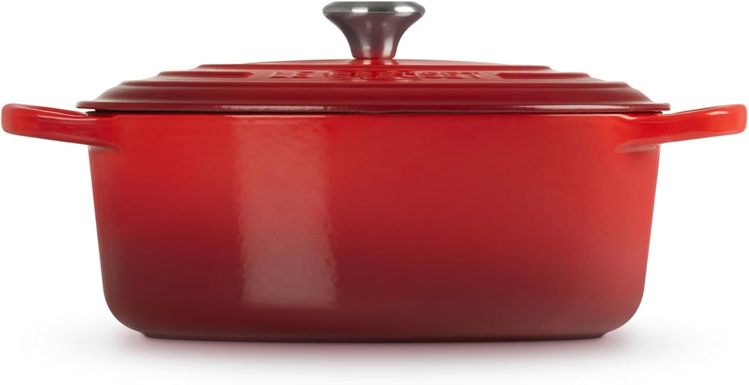 Detalle de Le Creuset Signature Gusseisen-Bräter mit Deckel, oval Ø 27 cm (Kirschrot), 4,1 l