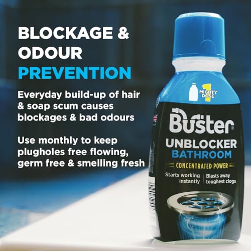 Detalle de Buster Bathroom Drain Unblocker (Pack of 3 x 300ml) – Fast, effective plughole clear