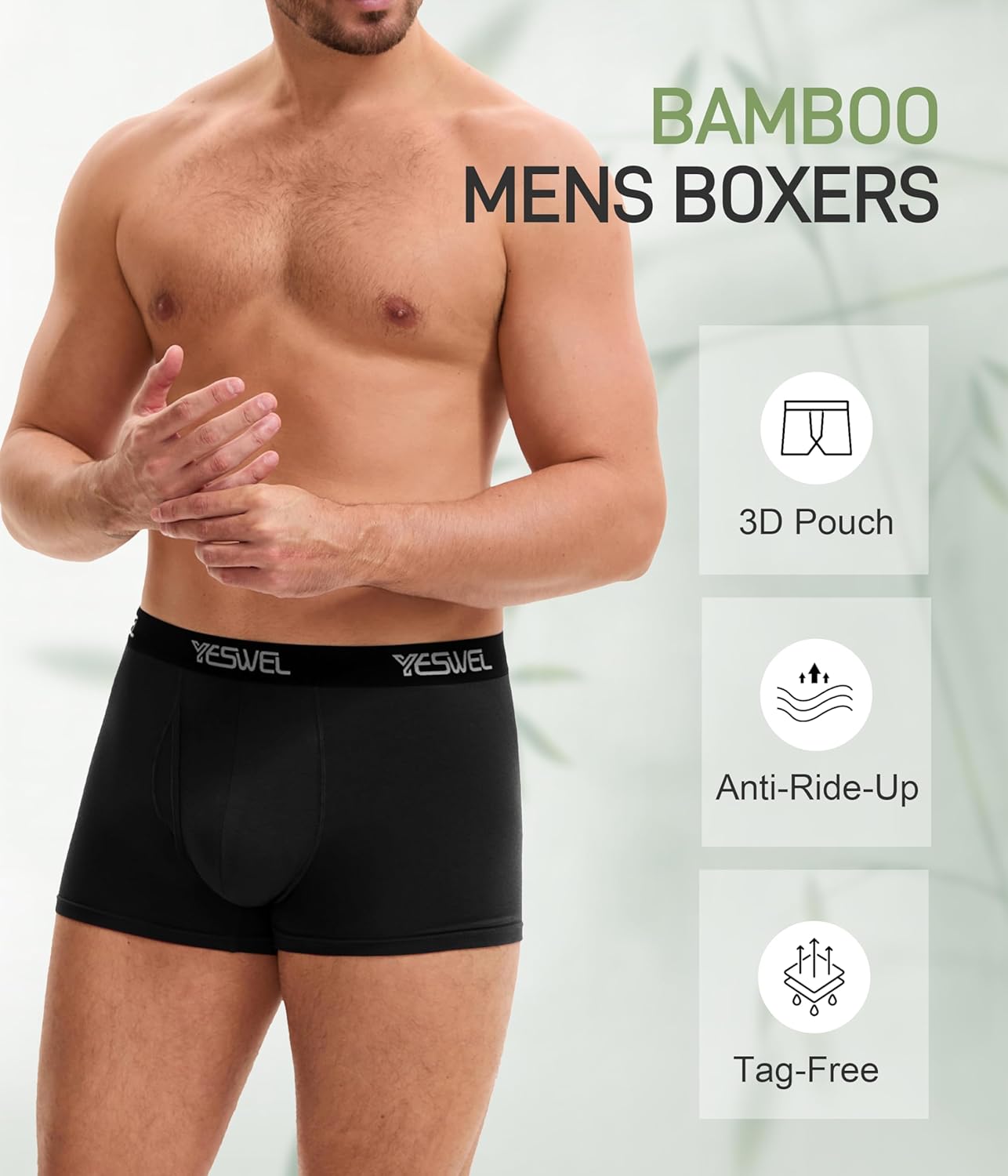 Thumbnail 3 de YESWEL Men’s Bamboo Boxers Multipack of 4 (no-itch labels, moisture-wicking, open fly) — M-3XL