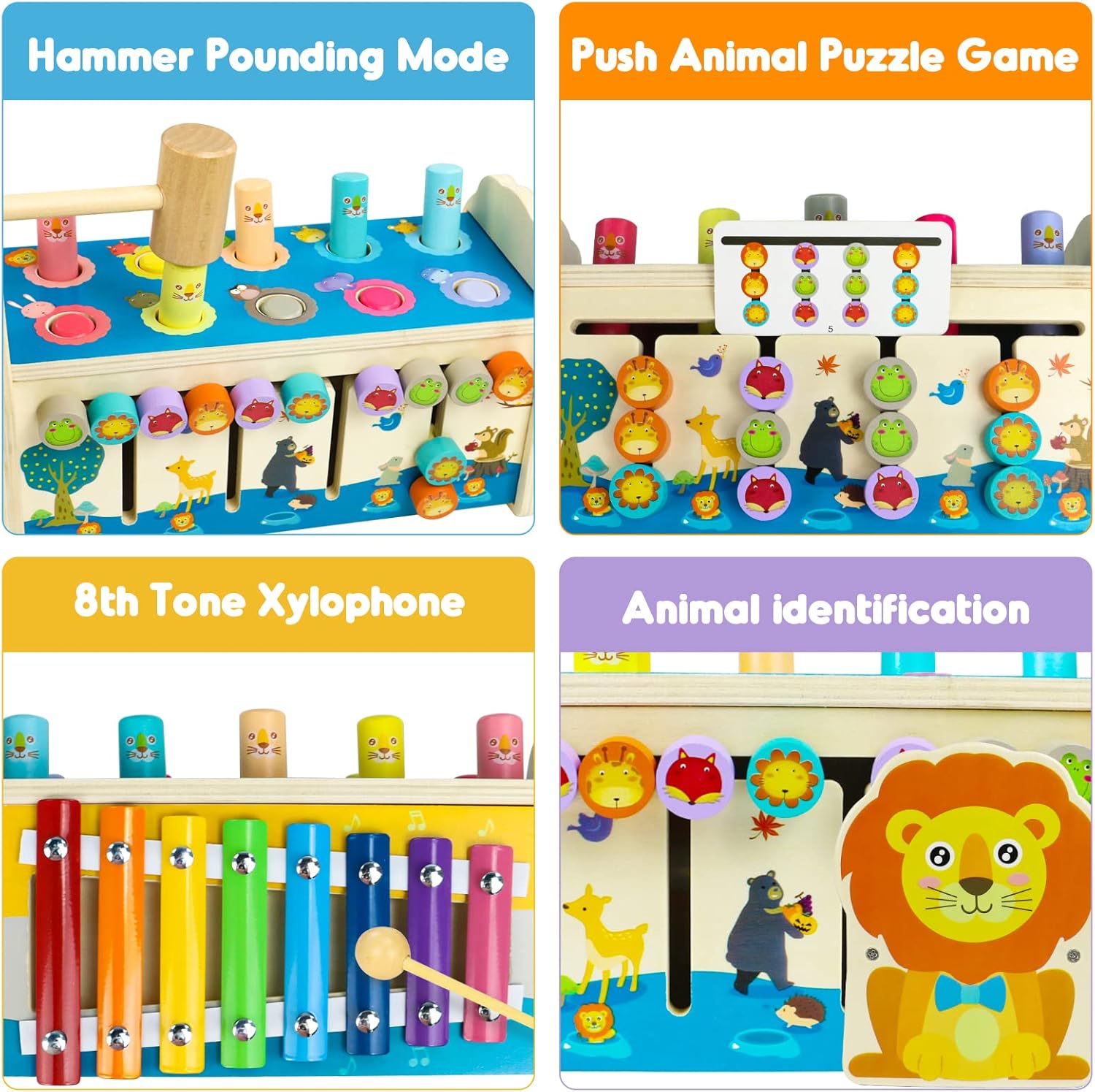 Thumbnail 1 de Motorikspielzeug Montessori 4‑in‑1 für Kleinkinder ab 1 Jahr – Hammerbank, Xylophon & mehr