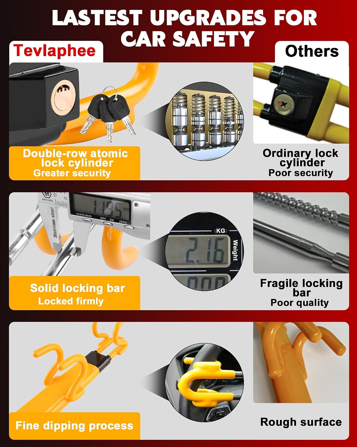 Thumbnail 2 de Tevlaphee Steering Wheel Lock, Yellow