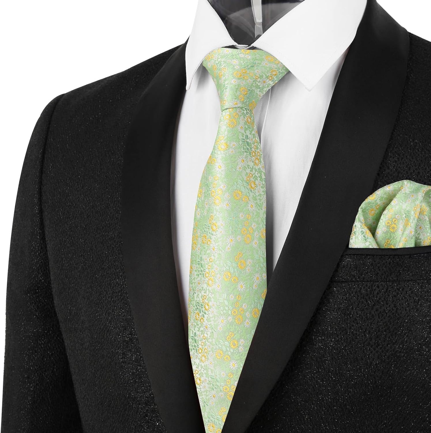 Thumbnail 4 de Alizeal Floral-patterned 8cm Tie with Pocket Square Set for Men