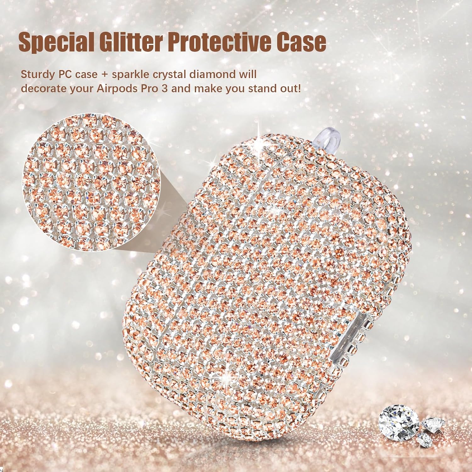 Detalle 1 de AirPods Pro 3 case with rhinestone sparkle