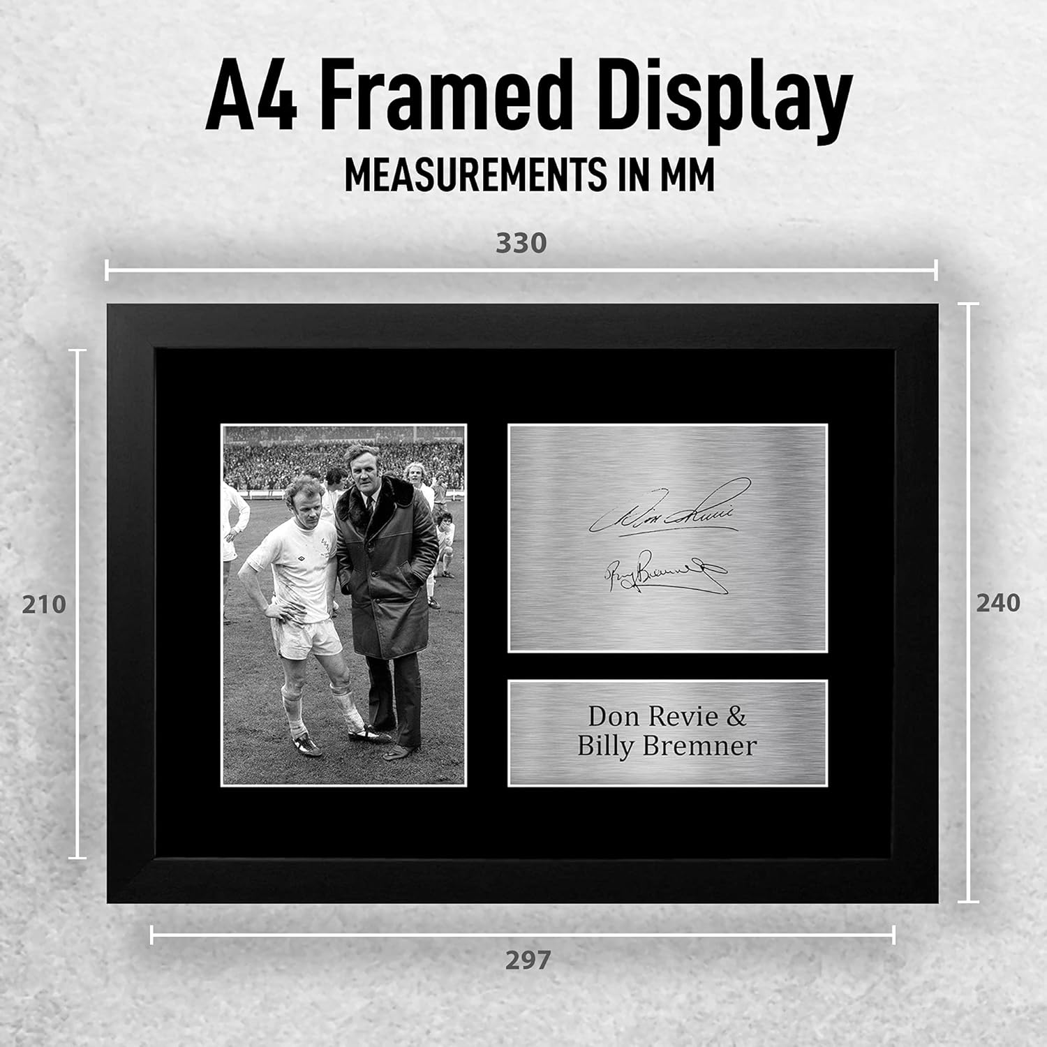 Thumbnail 1 de HWC Trading A4 FR Don Revie & Billy Bremner Leeds United Signed Autograph Picture (Framed) – A4 gift for fans