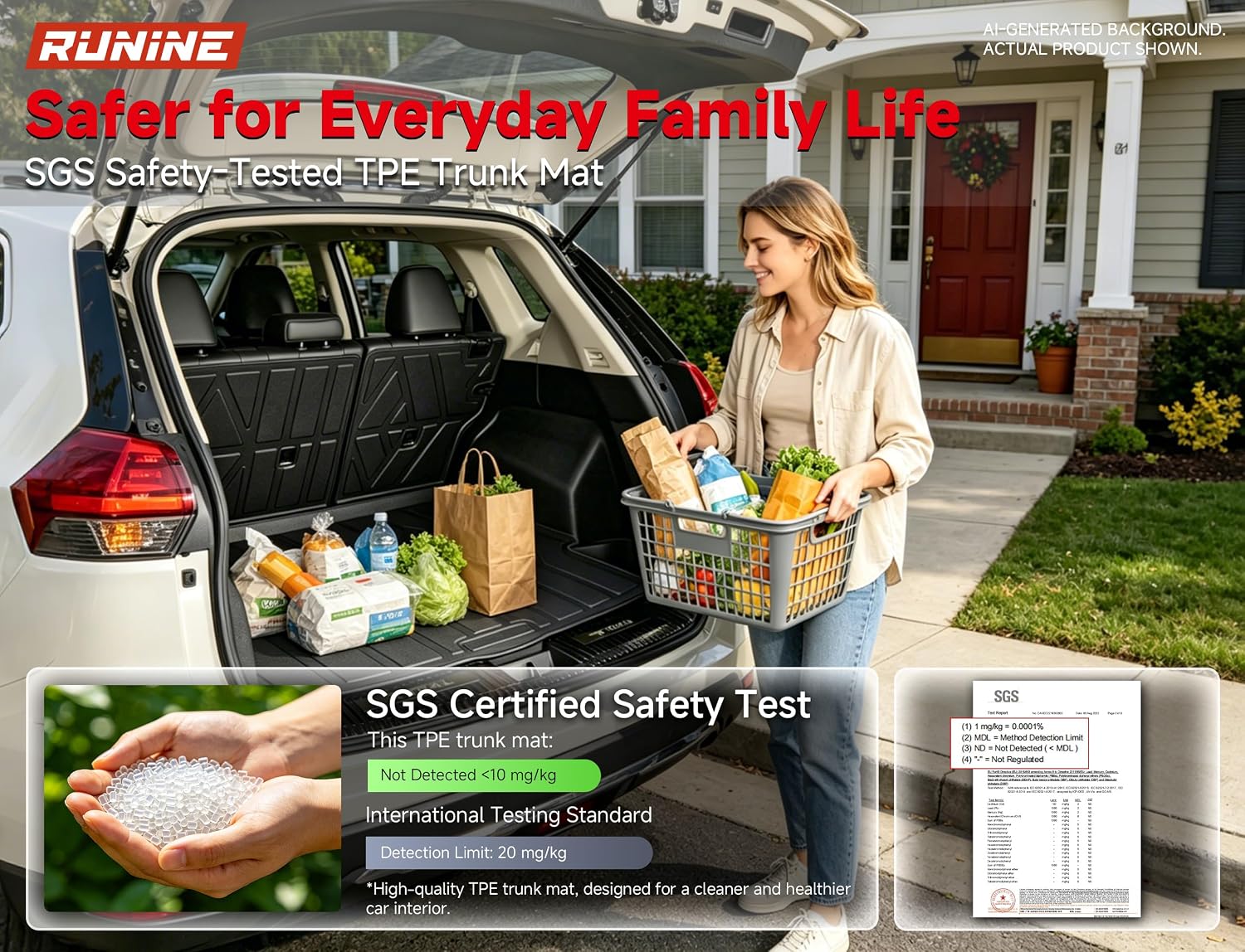 Thumbnail 6 de Runine Custom Fit All-Weather Floor Mats for Nissan Rogue (2021-2026, Not for Sport) with Windshield Cover and Trunk Mat