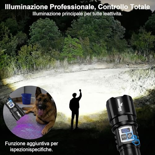 Detalle de Shadowhawk S1929 Torcia LED Potente Professional 1.000.000 Lumen con Luce UV