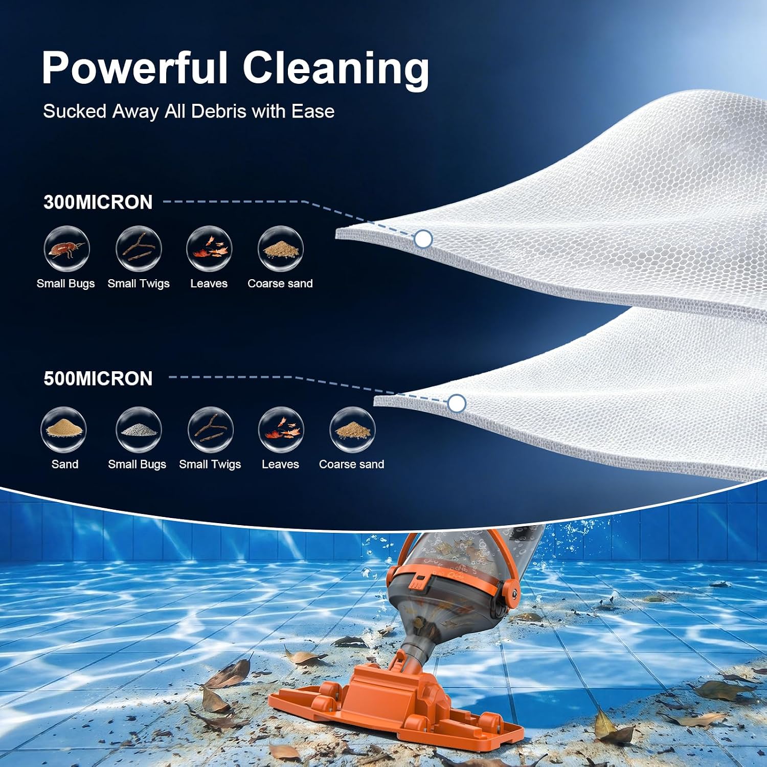 Detalle 2 de COWSAR Pool Vacuum, 60-Minute Runtime