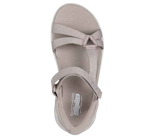 Detalle de Skechers Mujer Go Walk Flex Sandal Illuminate Slip-In: confort ligero en Taupe Textile (41 EU)