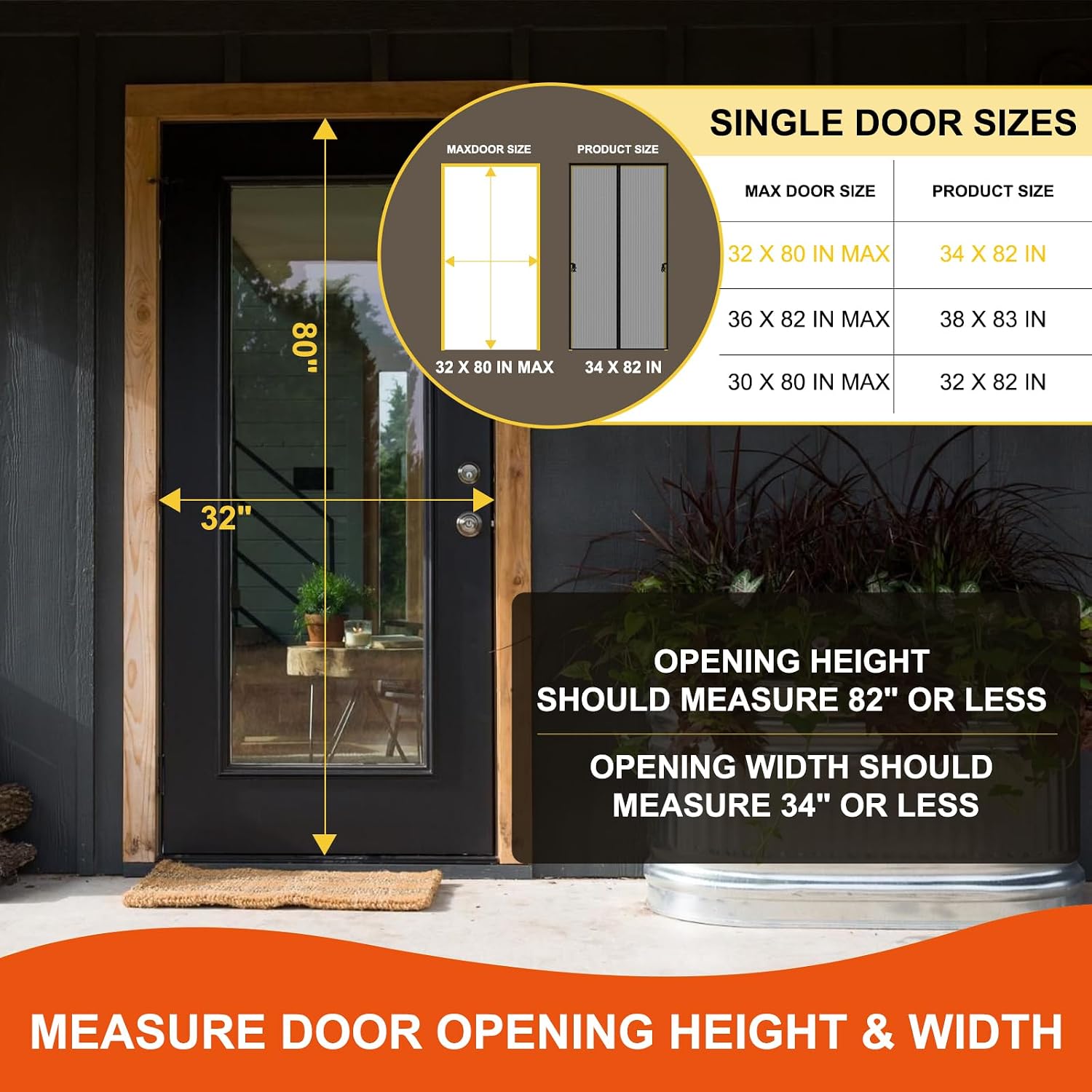 Detalle 2 de Iduontis Magnetic Fiberglass Screen Door, Fits 32 x 80-Inch Doorways