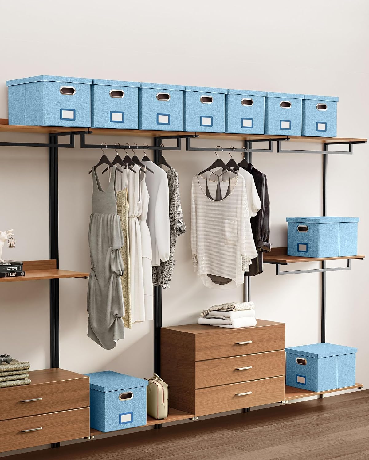 Thumbnail 6 de Oterri AM03118 File Organizer, Foldable Sky-Blue Linen Box for Letter and Legal Files