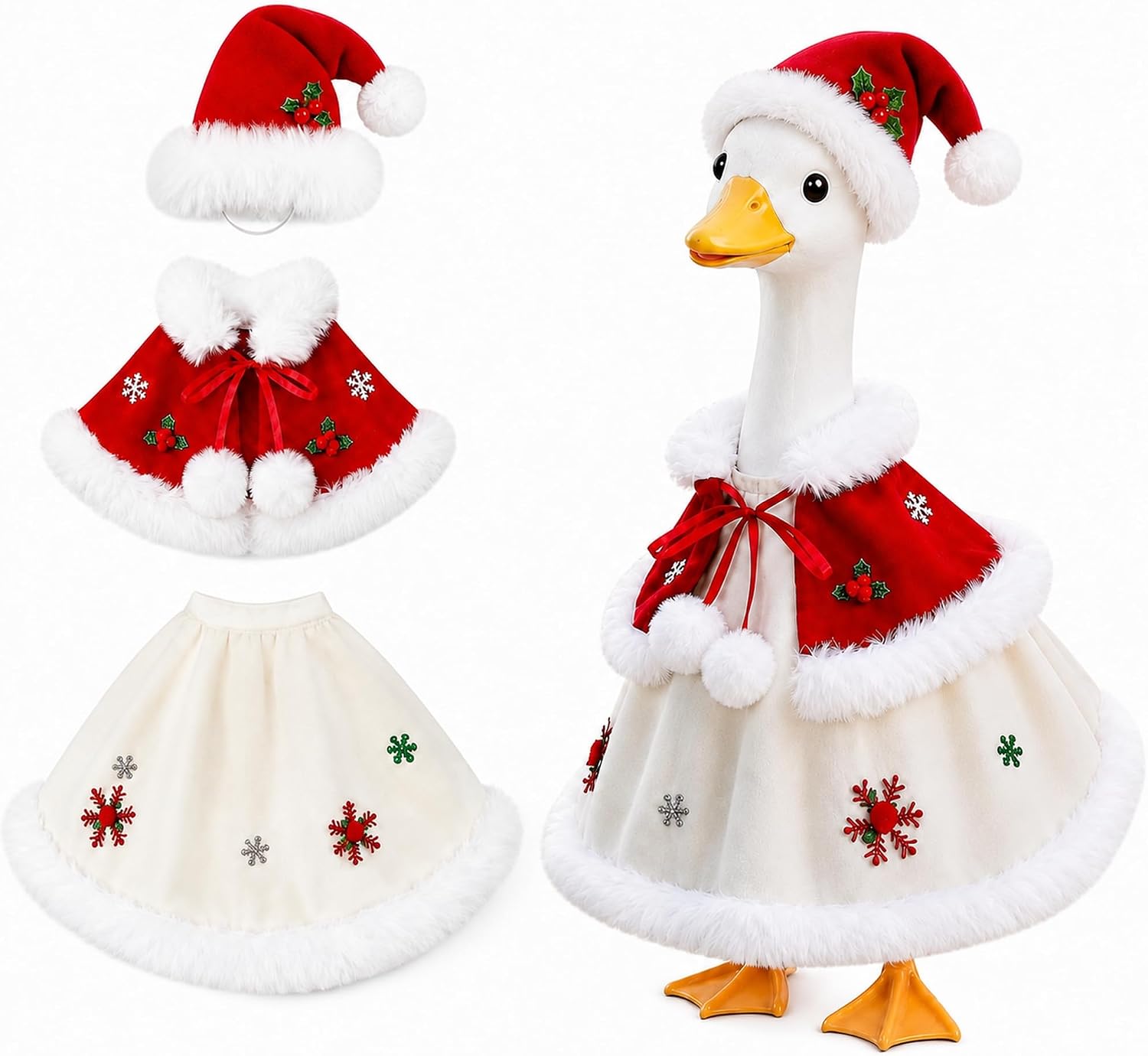 Detalle de holoith HW0013A1 Christmas Porch Goose Outfit, 3-Piece Polyester Set