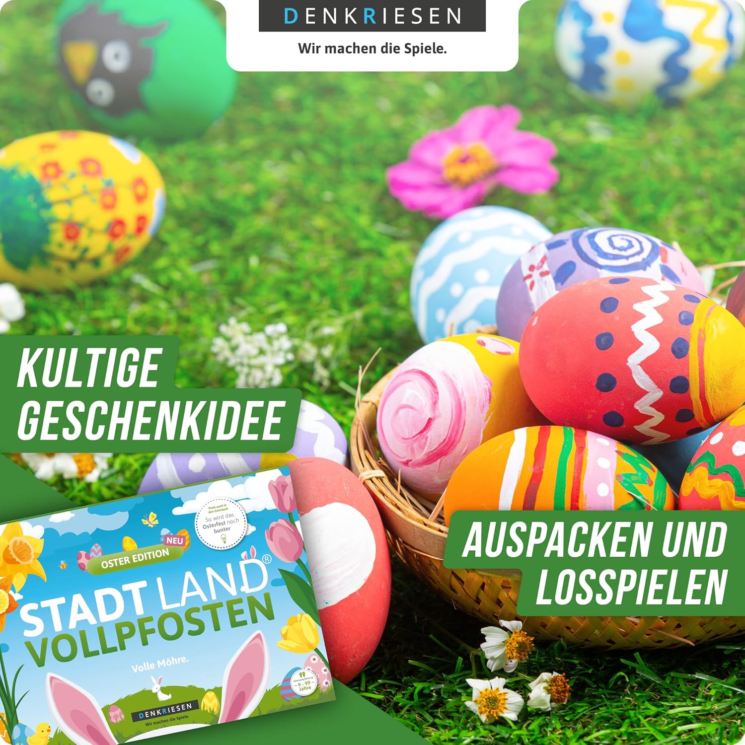 Thumbnail 4 de DENKRIESEN Stadt Land VOLLPFOSTEN Oster Edition – DIN A4 Spielblock, 50 Blatt
