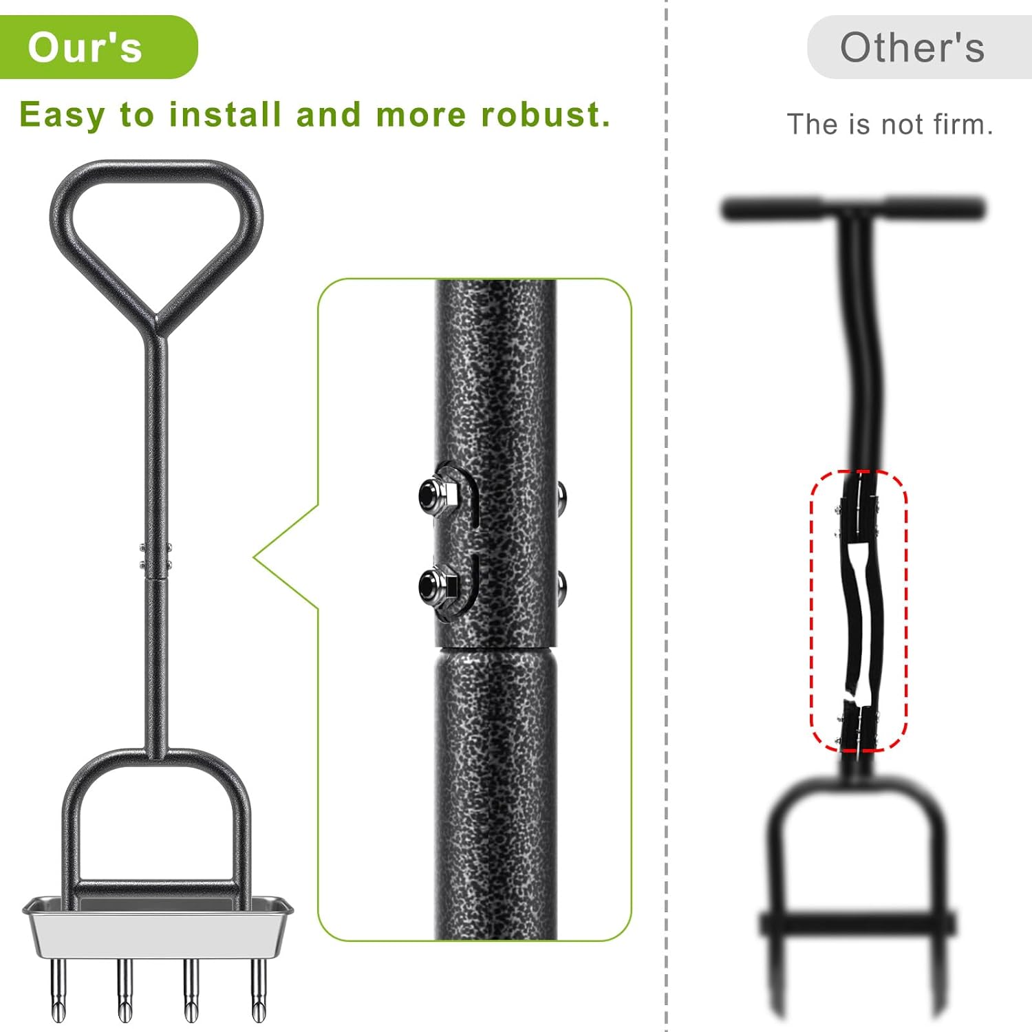 Thumbnail 3 de Dolibest Lawn Core Aerator with Hollow Tines and 4-Prong Triangle Handle