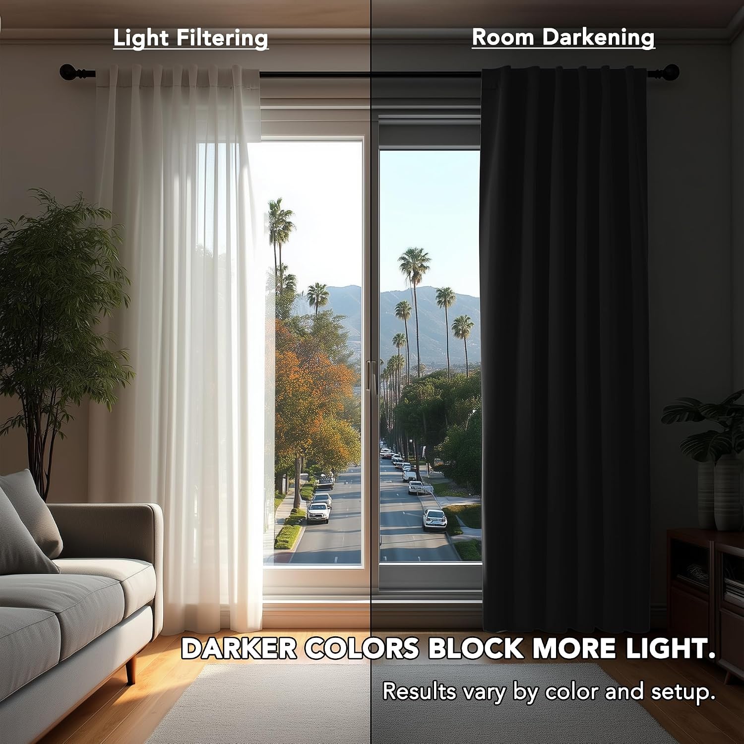 Thumbnail 6 de Deconovo 2 Blackout Curtains, Black, 2 Panels, 42 x 72 Inch