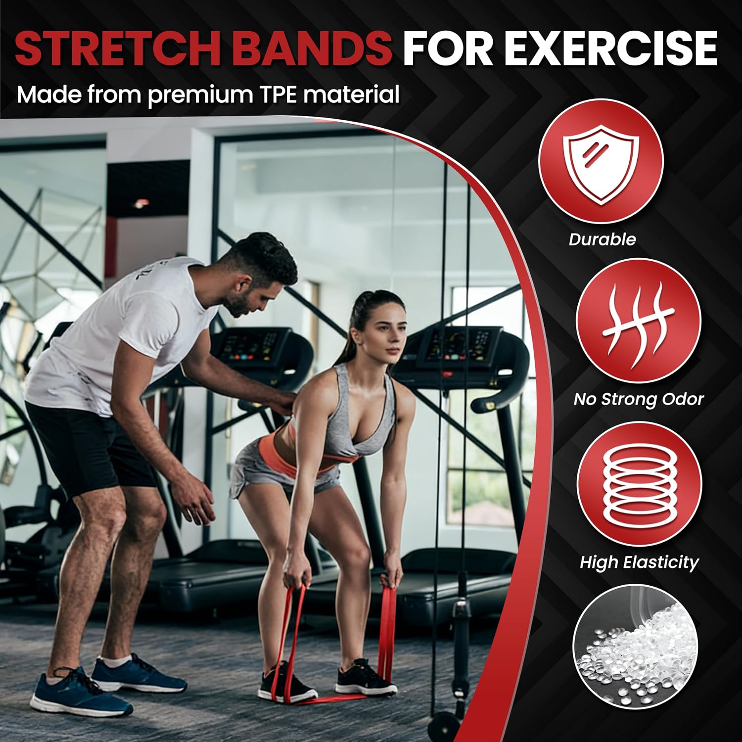 Detalle de Aouplry resistance bands set with door anchor (unisex) for strength, shaping and rehab