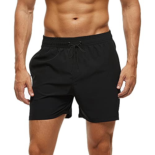 Detalle de Arcweg Bañadores cortos para hombres con malla, bolsillos con cremallera y secado rápido – Negro, talla L (EU)