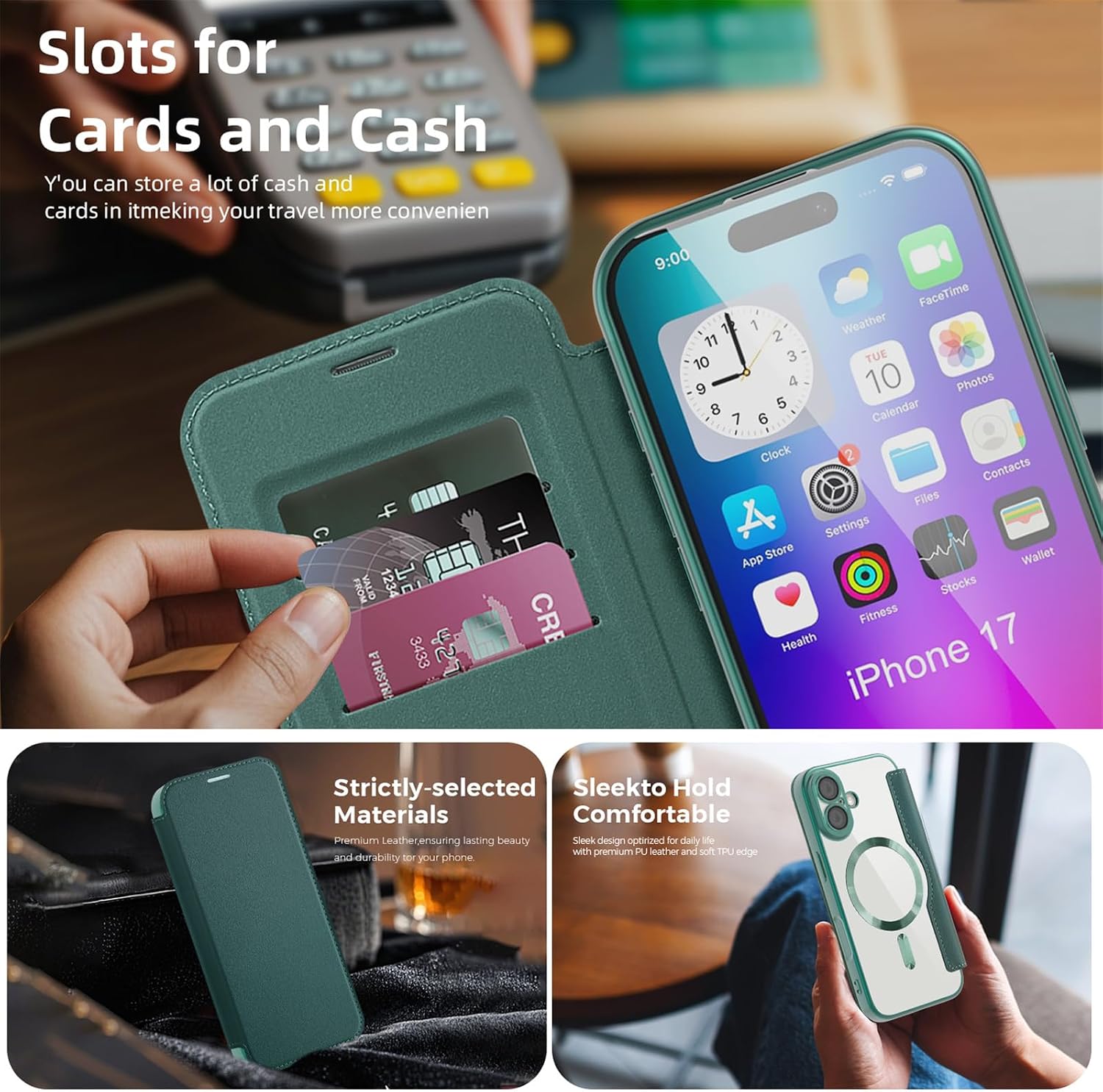 Thumbnail 4 de IMEIKONST Flip Wallet Case for iPhone 17
