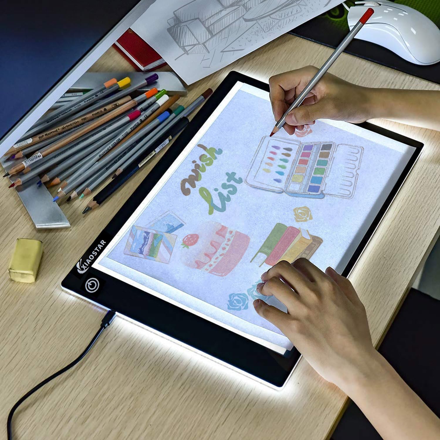 XIAOSTAR Tablette Lumineuse A4 – Tableau de Copie à LED ultra-fin, 3 niveaux de luminosité