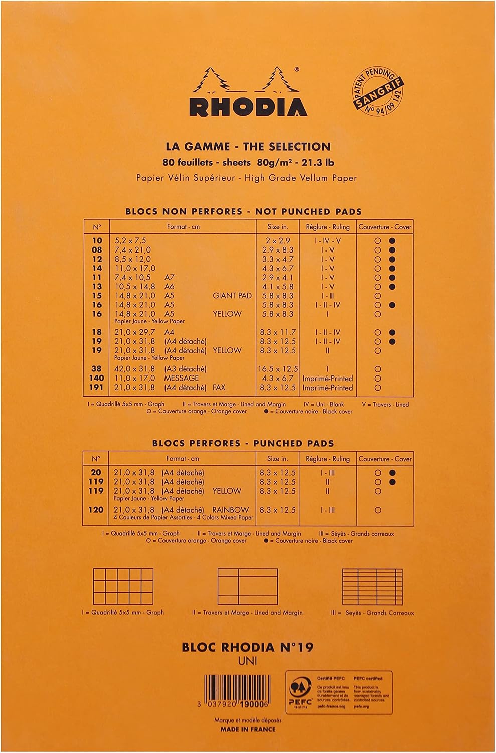 Detalle 2 de RHODIA 19000Cpack Bloc-notes 80 feuilles 📝