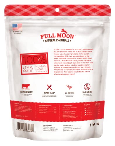 Detalle de Full Moon All Natural Human Grade Dog Treats: Essential Beef Savory Sticks (22 oz)