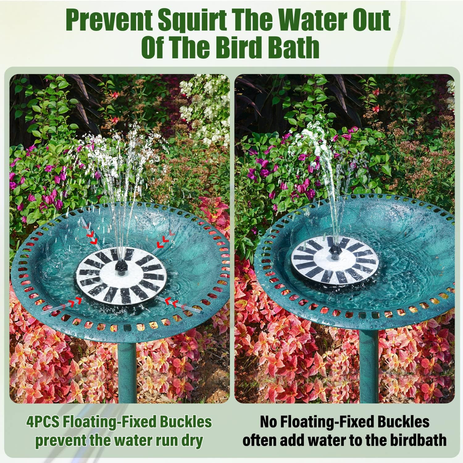 Thumbnail 4 de SZMP Solar Fountain Bird Bath with Upgrade Glass Panel – 7 Nozzles, 4 Fixers, Solar Pump for Garden, Pond & Pool