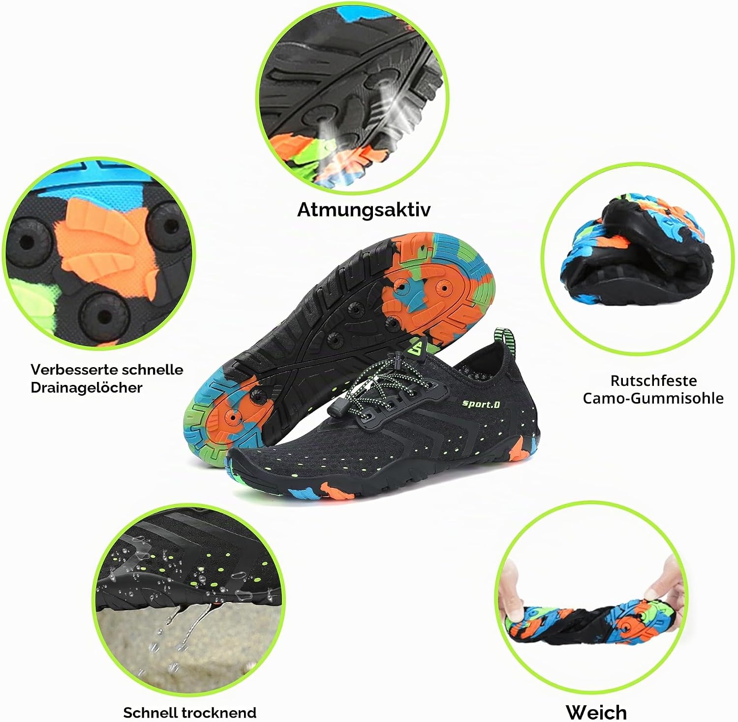 Detalle de SAGUARO Badeschuhe Strandschuhe Aquaschuhe Surfschuhe Wasserschuhe für Damen, Herren und Kinder, GR.35-48