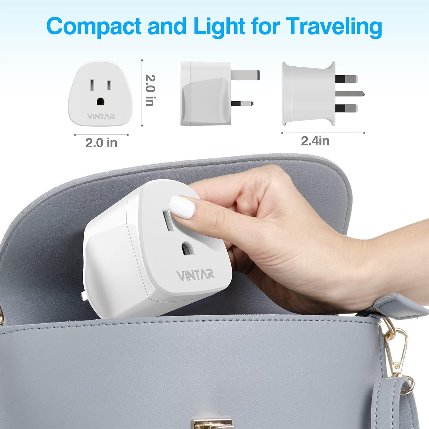 Thumbnail 2 de VINTAR US to UK Plug Adapter with 10A Fuse (Type A/B to Type G) – 1 Pack