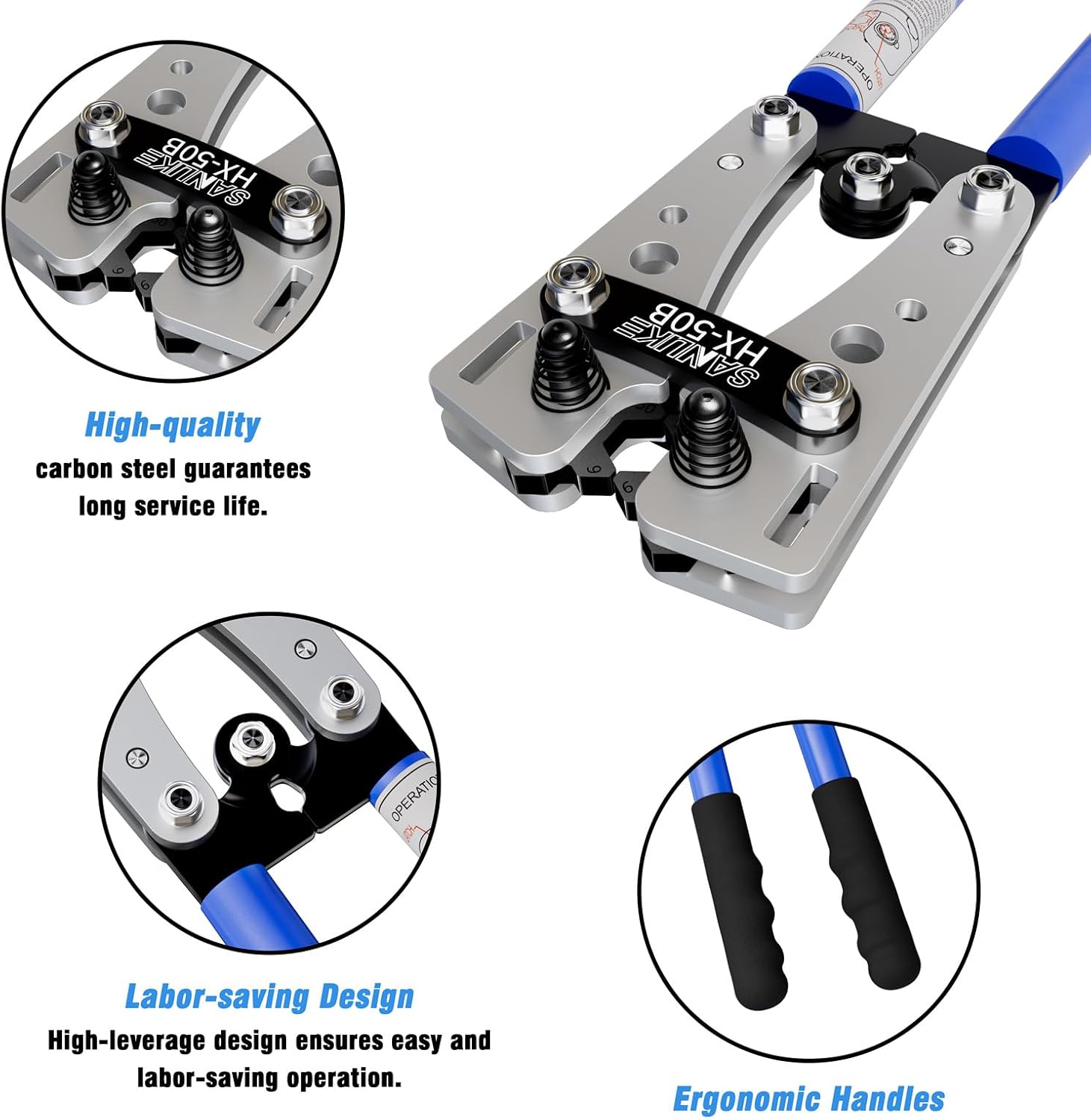 Detalle 2 de Sanuke 1 Crimper Battery Cable Lug Crimper, 6 Die Sizes, Ratcheting Design