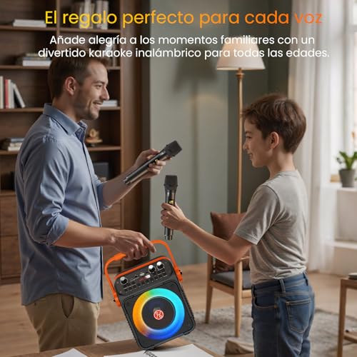 Thumbnail 7 de HWWR Karaoke 2: Altavoz Karaoke Portátil con 2 Microfonos Inalámbricos y Bluetooth 60W
