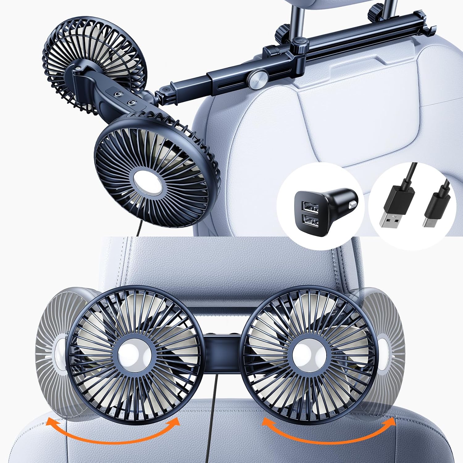 Thumbnail 6 de Nauttxon Battery Fan for Car Backseat with 360° Rotatable 3 Speed
