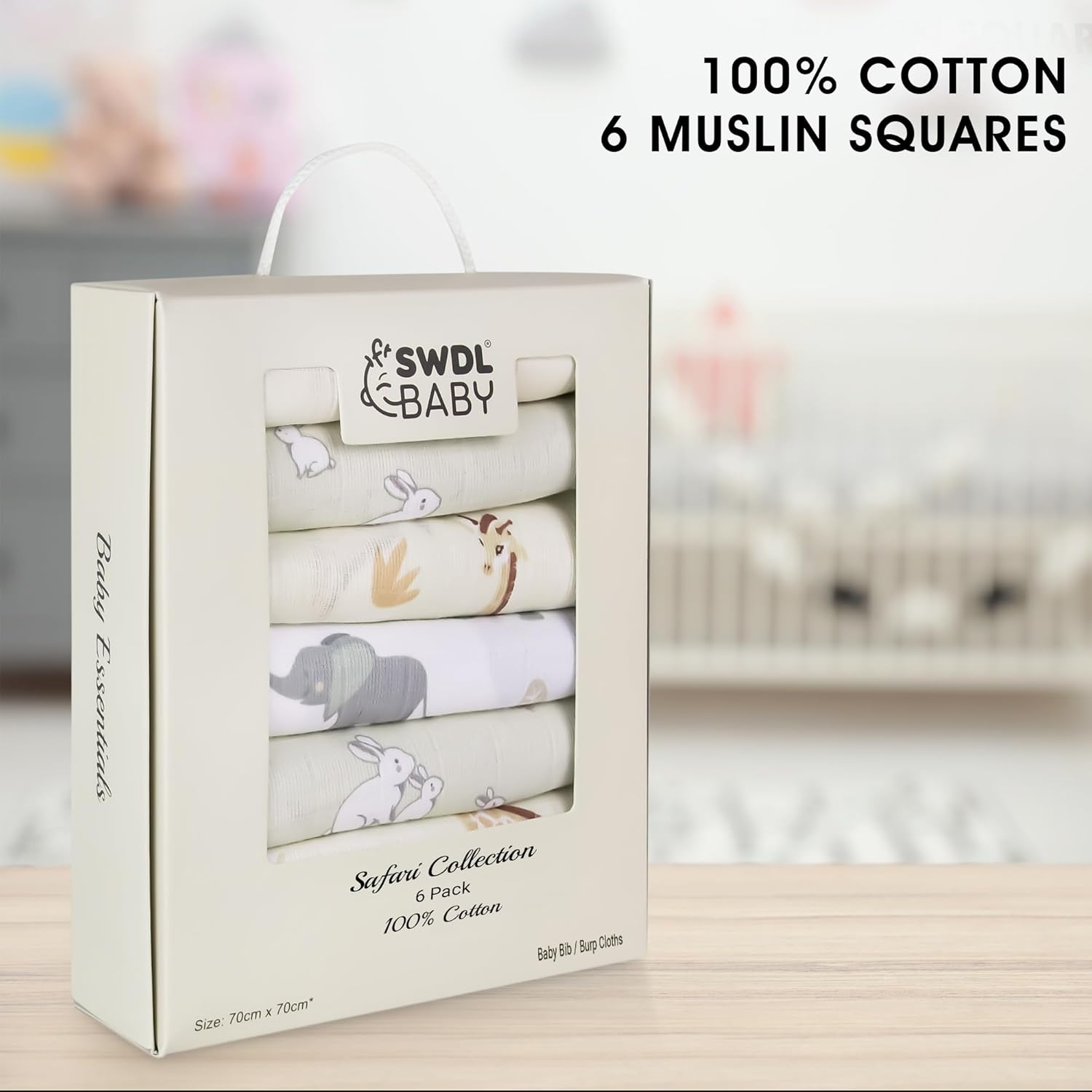 Thumbnail 4 de Large Baby Muslin Cloths Pack of 6 70 x 70 cm