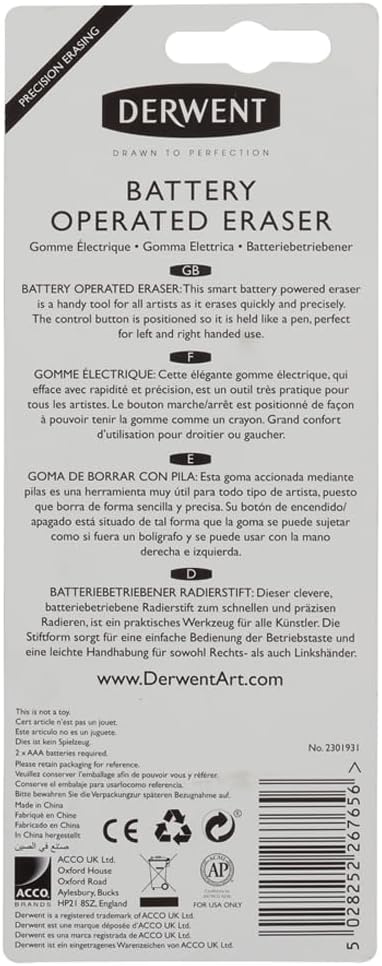 Detalle de Derwent 2301931 Goma Borradora Eléctrica ⚡ con 8 Recambios