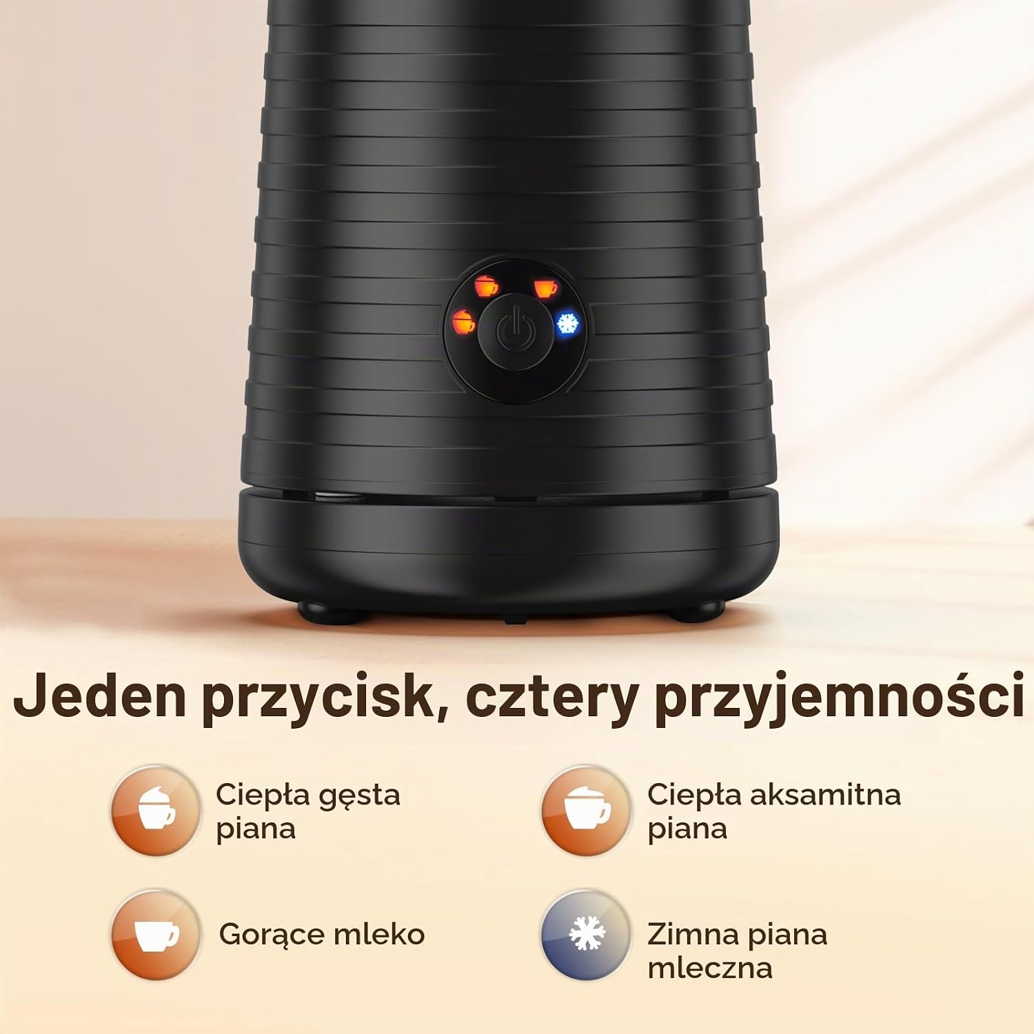 Detalle de Morpilot automatyczny spieniacz do mleka 4 w 1, 400 W, czarny