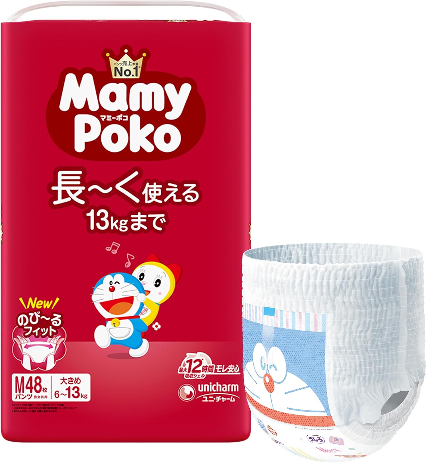 Detalle de マミーポコ パンツ型紙おむつ Mサイズ ドラえもん柄 6〜13kg・144枚