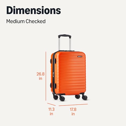 Detalle de Amazon Basics Valigia Rigida Media Espandibile ABS a 4 Ruote Doppie Girevoli – 65 L, Colore Arancione Bruciato