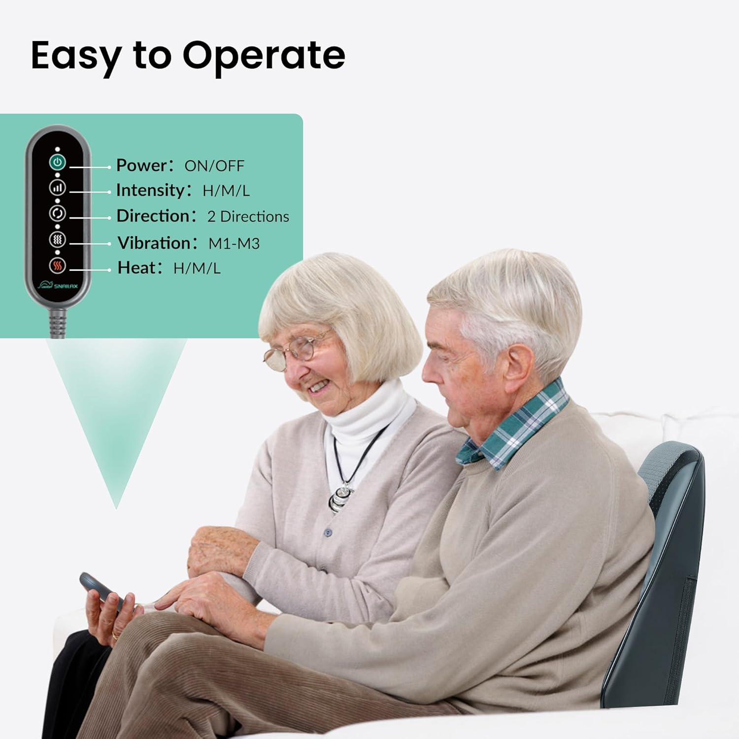 Detalle de Snailax Massagegerät Rücken Nacken – Shiatsu, Wärme und 3D-Knet-Massagekissen
