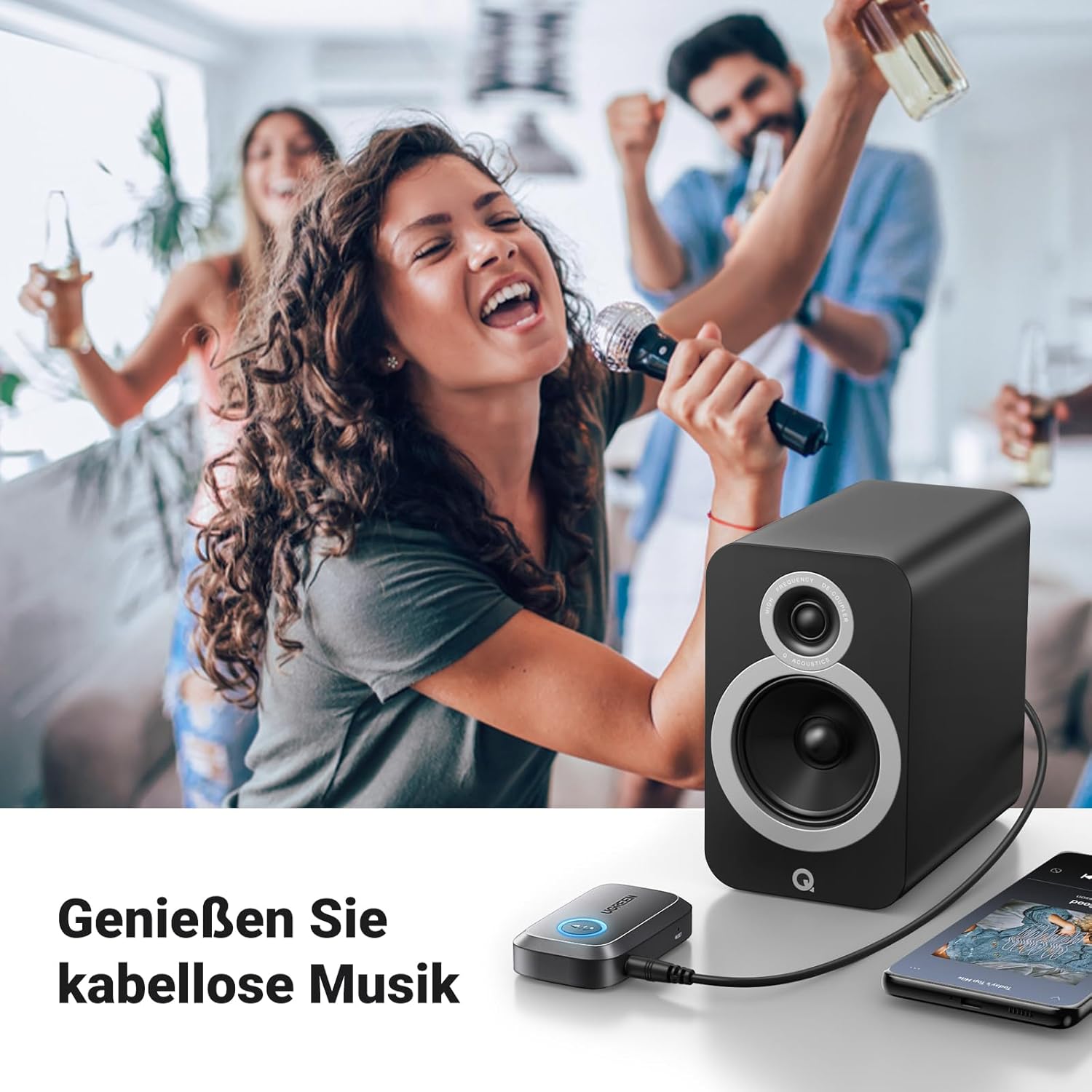 Thumbnail 5 de UGREEN Aux Bluetooth Adapter für Auto mit Bluetooth 6.0 (V6) – Freisprechanrufe, Stereo-Musik, Dual Pairing, 15 Std.
