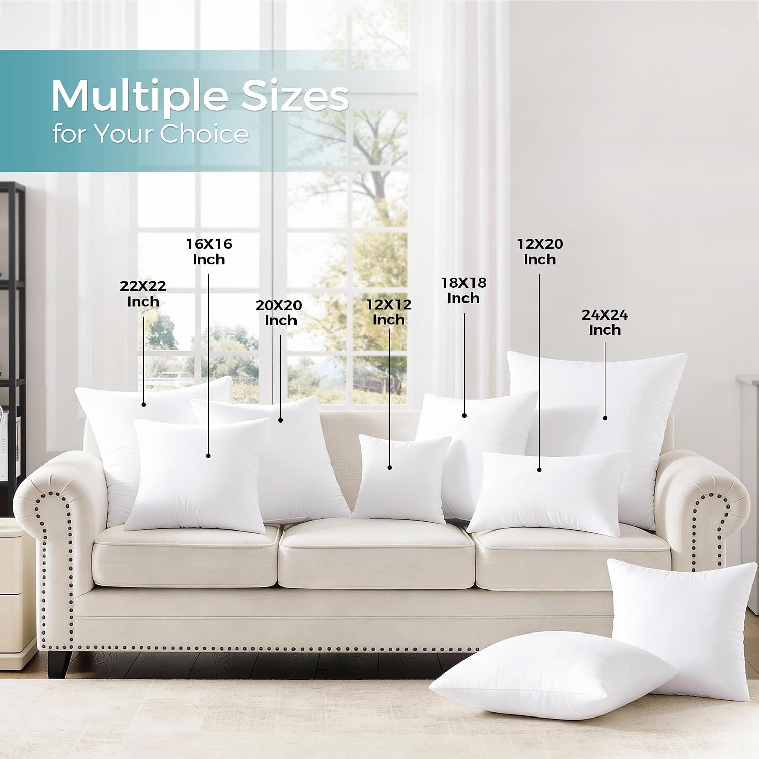 Detalle 2 de puredown Ca-PD-PI83010-C 20 x 20-Inch Throw Pillow Inserts, Set of 2