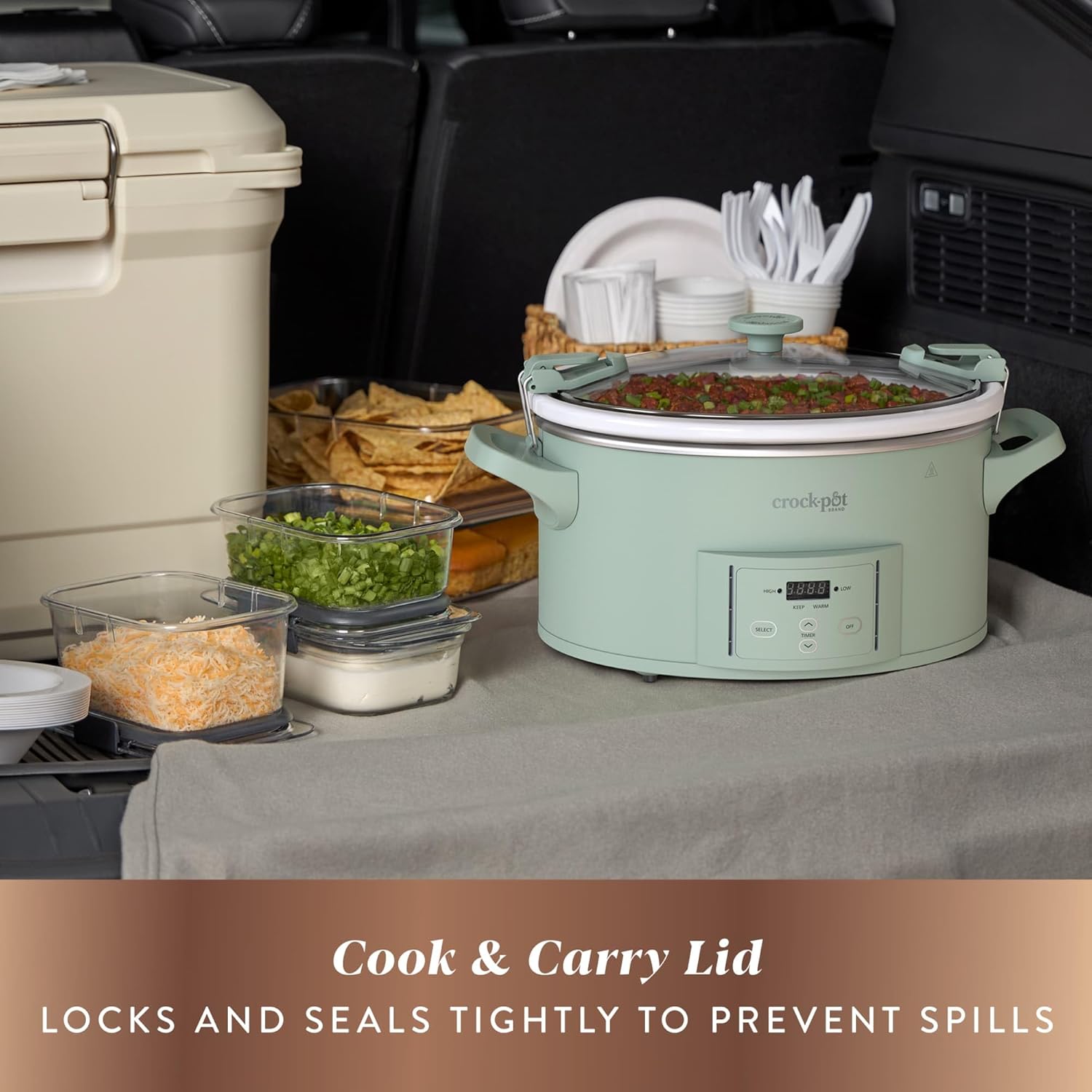 Detalle de Crock-Pot Design Series 7-Quart Programmable Slow Cooker, Desert Sage Green